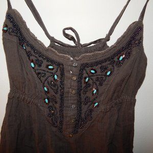Brown Abercrombie Beaded Top